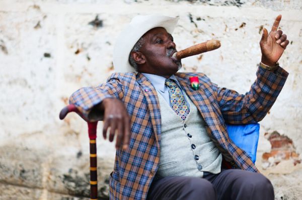 Cuban Man smoking cigar 
